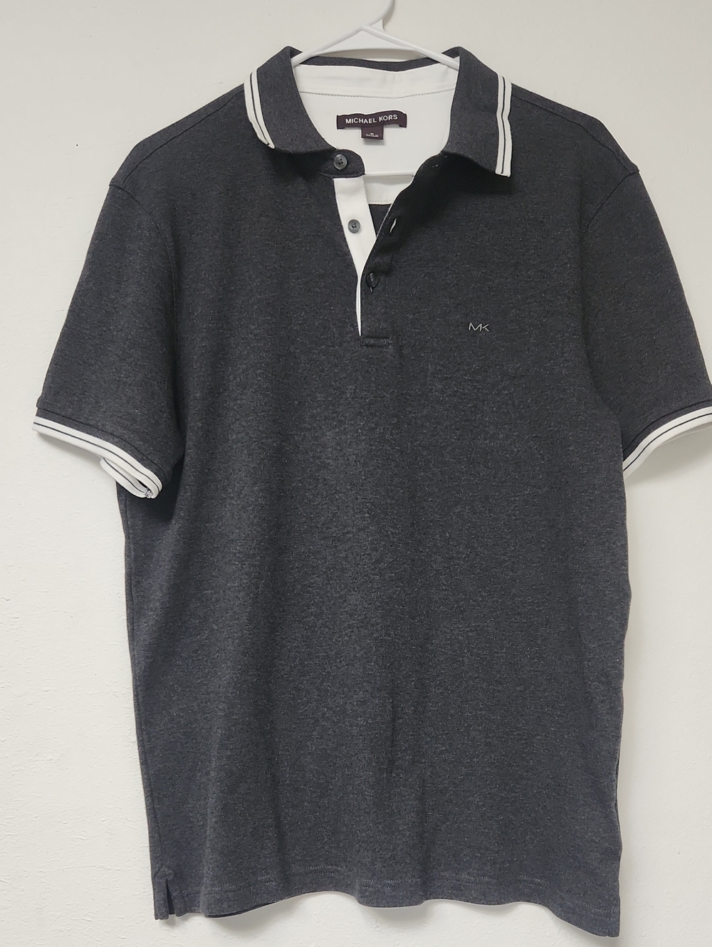 Michael Kors Men's Dark Gray Polo with White Trim